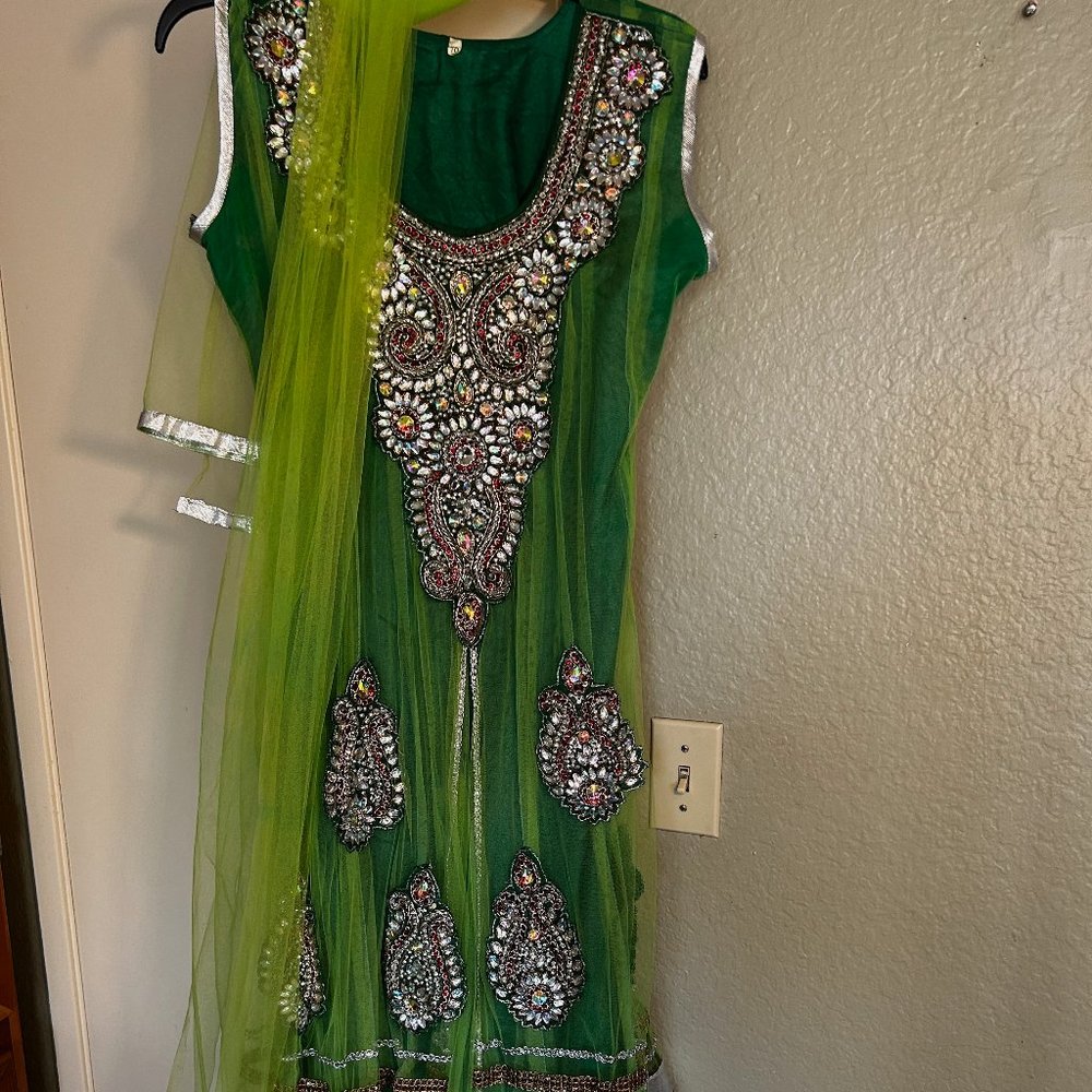 EUC Green Party Dress Boho